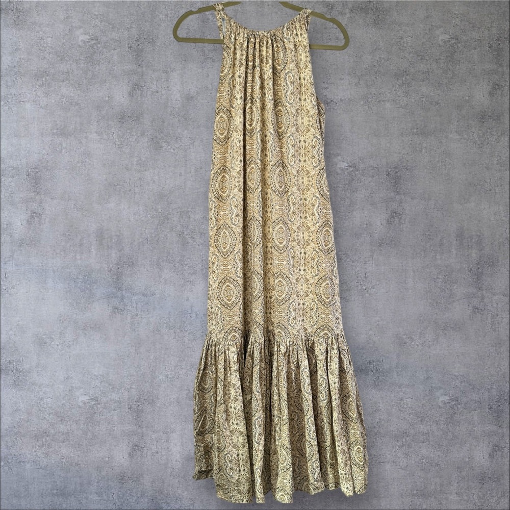 New Banana Republic Tan & Grey Floral Halter Maxi Dress - Size Medium NWT $140